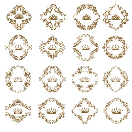 Victorian crown and decorative elements.のイラスト素材