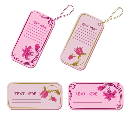 Vector set of tags and stickers with flowers のイラスト素材