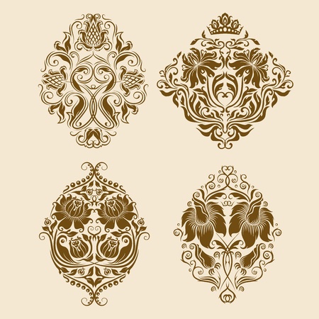 Set of vector damask ornaments のイラスト素材