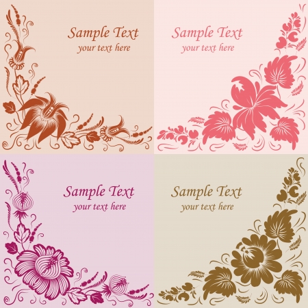 Set of 4 floral background  Flowers on a background のイラスト素材