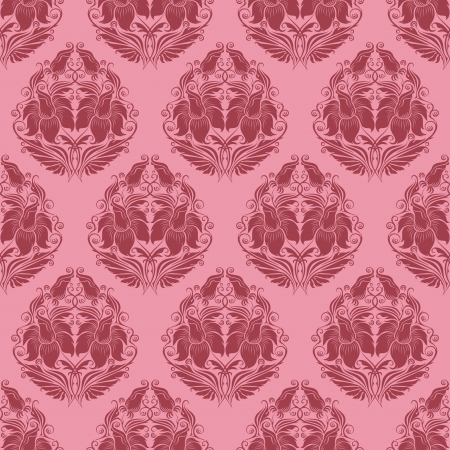 Damask seamless floral pattern  Flowers on a rose background のイラスト素材