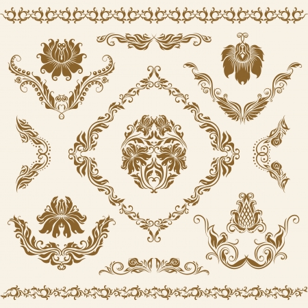 Set of damask ornaments のイラスト素材