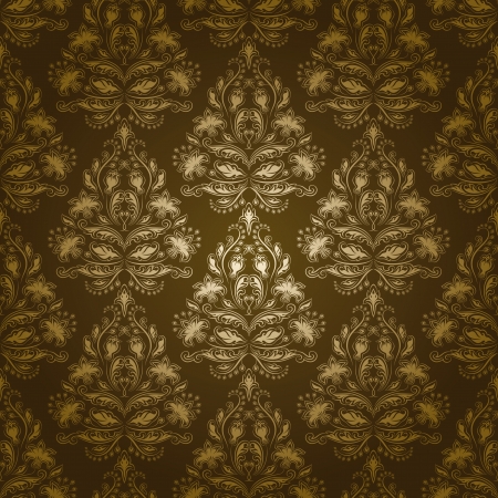 Damask seamless floral pattern  Flowers on olive background  EPS 10のイラスト素材