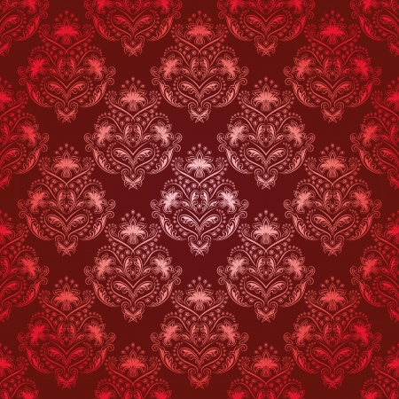 Damask seamless floral pattern  Royal wallpaper  Flowers on a red background  のイラスト素材