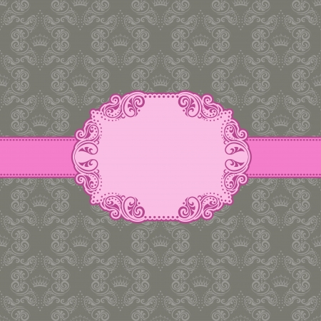 Vector template frame design for greeting card   Background - seamless pattern のイラスト素材