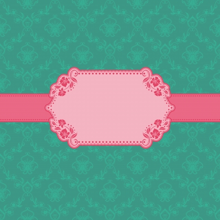 Vector template frame design for greeting card   Background - seamless pattern のイラスト素材
