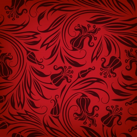 Seamless floral pattern  Flowers on a red background  のイラスト素材