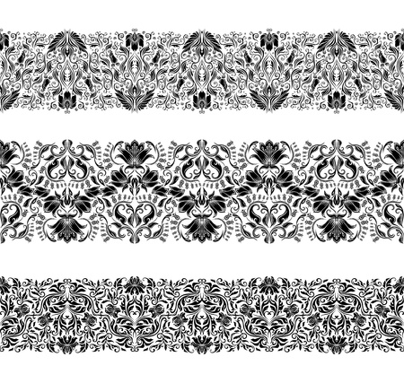 Set of lace pattern, decorative elements, borders for design  Seamless ornament  Page decoration のイラスト素材