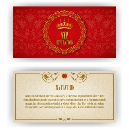Elegant template for vip luxury invitation, card with lace ornament and place for text  Floral elements, ornate background  Vector illustration EPS 10 のイラスト素材