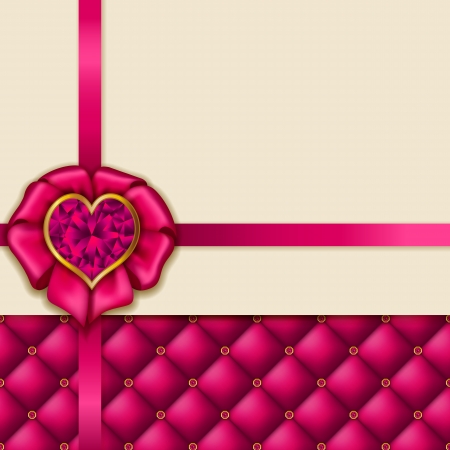 Elegant template for luxury invitation, card with bow, ribbon, place for text. Valentine's day vector background. のイラスト素材
