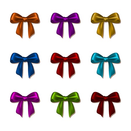 Set of elegant silk colored bows for design.のイラスト素材