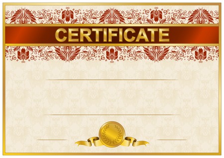 Elegant template of certificate, diploma with lace ornament, ribbon, place for text  Vector illustration EPS 8 のイラスト素材