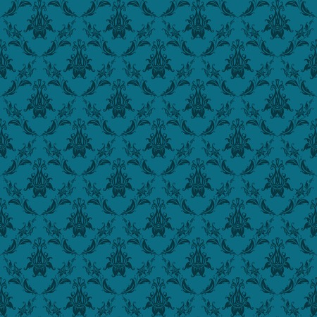 Damask seamless floral pattern. Royal wallpaper. Floral ornaments on a blue background. Vector illustration.のイラスト素材