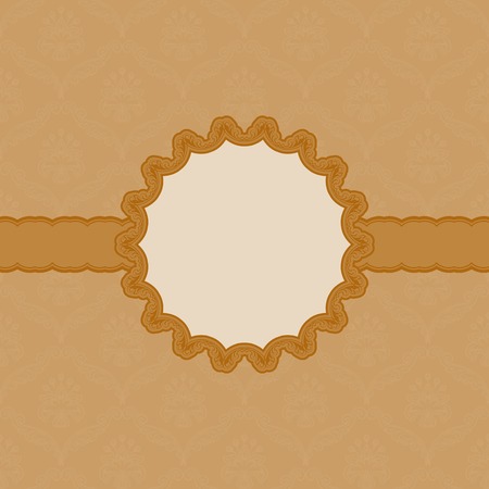 Template vector frame design for greeting card, invitation. Background - floral seamless pattern.のイラスト素材