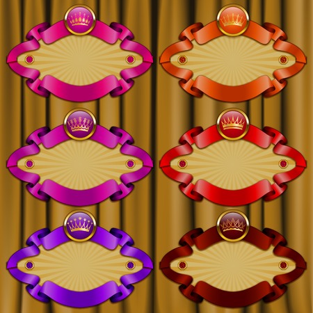 Set of ornate luxury vector frames with crowns, diamonds, ribbons for design invitations, greeting cards, labels with place for text  In vintage style  Vector illustration のイラスト素材