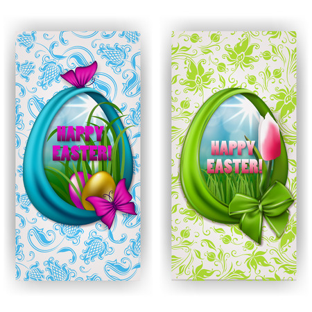 Easter egg with ribbons, bowのイラスト素材