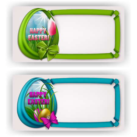 Elegant template for design of invitation. Festive Happy easter vector illustration.のイラスト素材