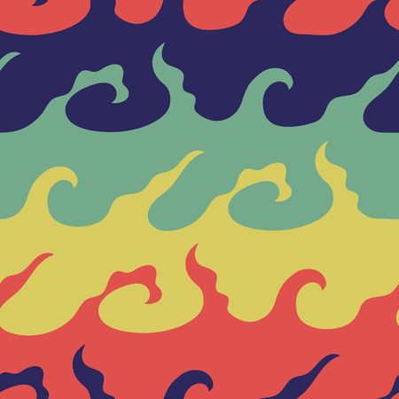 wave hand-drawn seamless pattern,  colorful bright waves background, abstractのイラスト素材