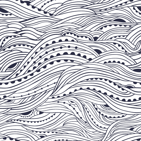 Seamless black and white wavy patternのイラスト素材