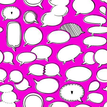 Set of speech bubbles, vector hand drawn seamless pattern. endless pink abstract background, EPS 8.のイラスト素材
