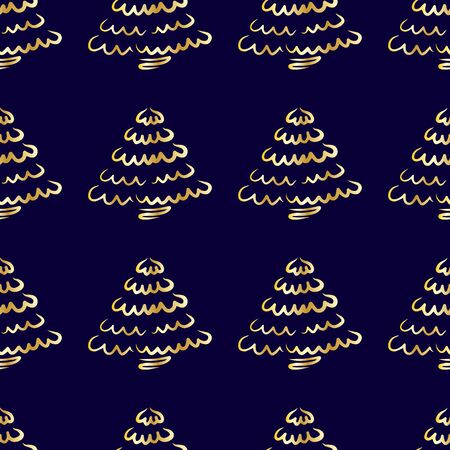 Pine Tree Pattern Gold-02のイラスト素材