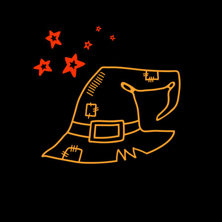 Halloween doodle wizard hat. Spooky and fun hand drawn icon elements for halloween decorations and...