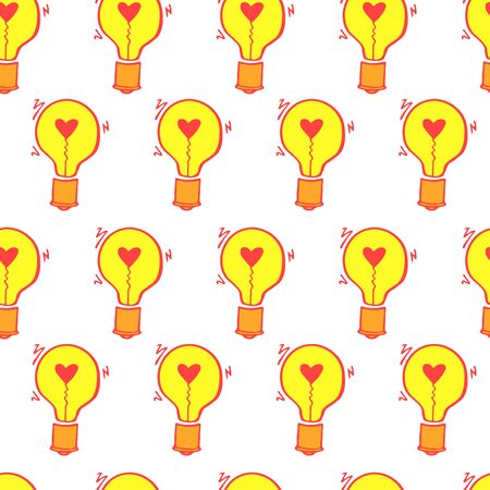 Light Bulb Heart Hand Drawn Pattern-05のイラスト素材