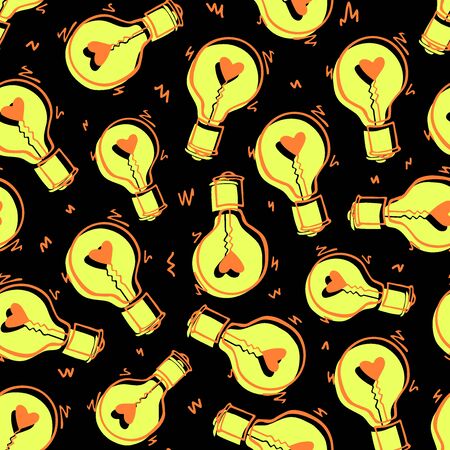 Light Bulb Heart Doodle Pattern-02のイラスト素材