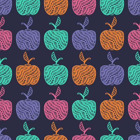 Hand Drawn Simple Seamless Pattern with Applesのイラスト素材