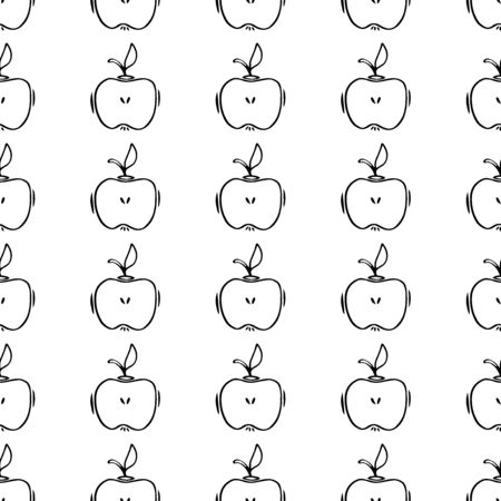 Hand Drawn Simple Seamless Pattern with Apples-08のイラスト素材