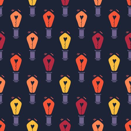 Doodle Lamp Idea Seamless Pattern-03のイラスト素材