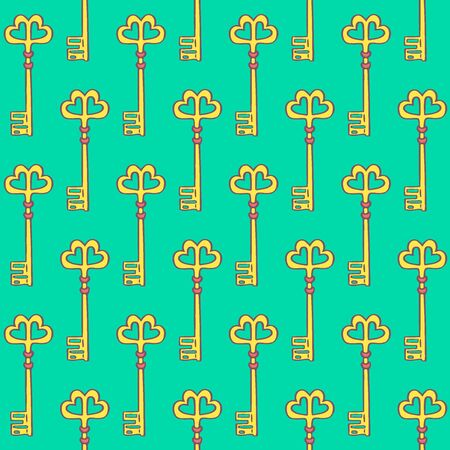 Hand Drawn Doodle Key Seamless Pattern-01のイラスト素材