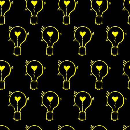 Light Bulb Heart Hand Drawn Pattern-08のイラスト素材