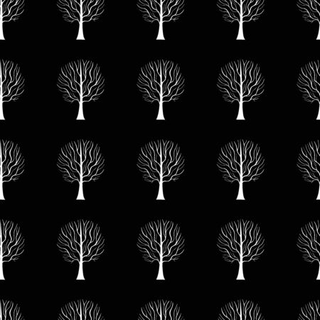 Seamless tree pattern. Dark hand drawn nature and ecology theme background. EPS 8のイラスト素材