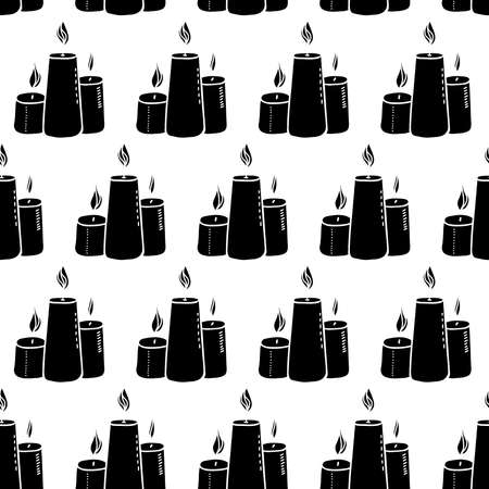 Wax candle seamless pattern. Burning wax light vector illustration. Hand drawn glim wallpaper. Magical spiritual design. EPS 8のイラスト素材