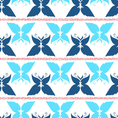 Butterflies Seamless Pattern Hand Drawn-09のイラスト素材