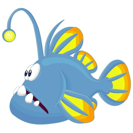 Angler fish Vector Cartoon Animalのイラスト素材