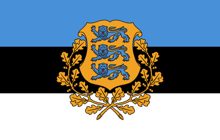 original and simple Estonia Presidential flag  on land  isolated vector in official colors and Proportion Correctlyのイラスト素材