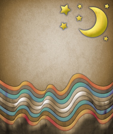 Abstract scene with moon and starsの写真素材