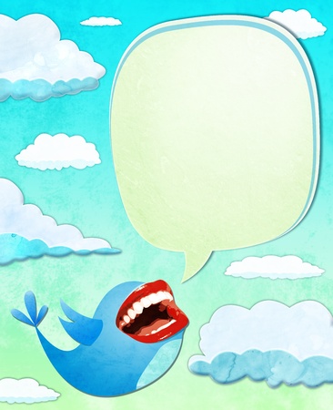 Blue bird with big mouth の写真素材