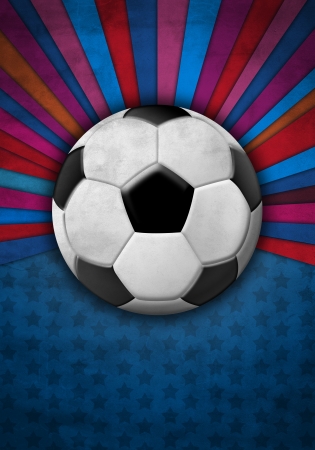  Soccer ball on a background of blue and red colorsの写真素材