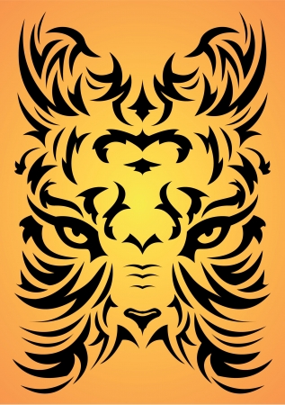 Stylized Tiger face symbol - tattoo, vector illustrationのイラスト素材