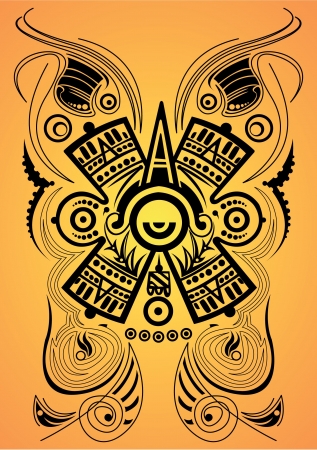  Stylized Mayan symbol - tattoo, vector illustrationのイラスト素材