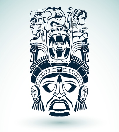 Vector mask, mexican Mayan - aztec motifs - symbol のイラスト素材