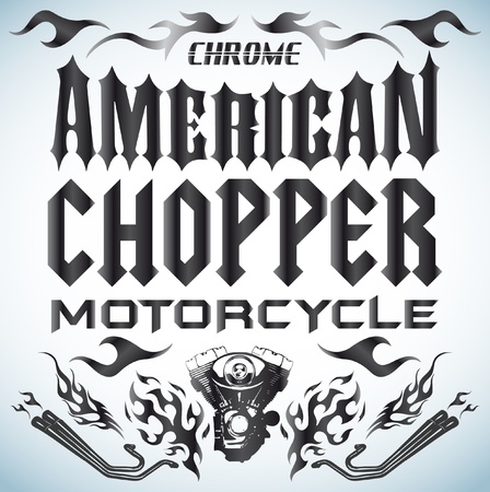 Chopper Motorcycle elements - letteringのイラスト素材