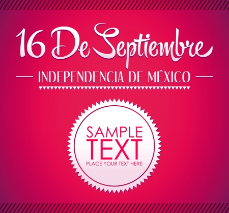 16 de Septiembre, dia de independencia de Mexico - September 16 Mexican independence day spanish text card - poster - ribbonのイラスト素材