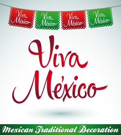 Viva Mexico - mexican holiday vector decorationのイラスト素材