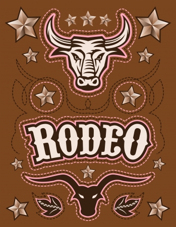 Vintage American Rodeo vector set - elements - card template のイラスト素材