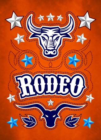 Grunge style Rodeo Championship poster with longhorn and stitchの写真素材
