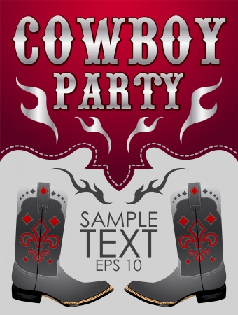 Cowboy party poster vector - invitationのイラスト素材